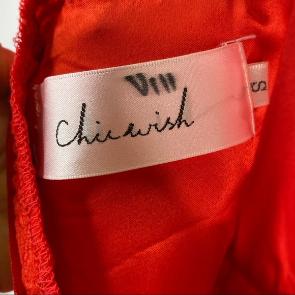 Chichwish Off Shoulder Floral Cutout Lace Skater Dress Mini Silhouette Red Small - Picture 14 of 15